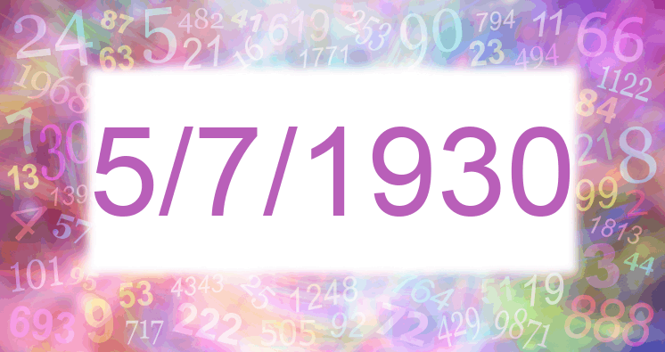 Numerología de la fecha 5/7/1930