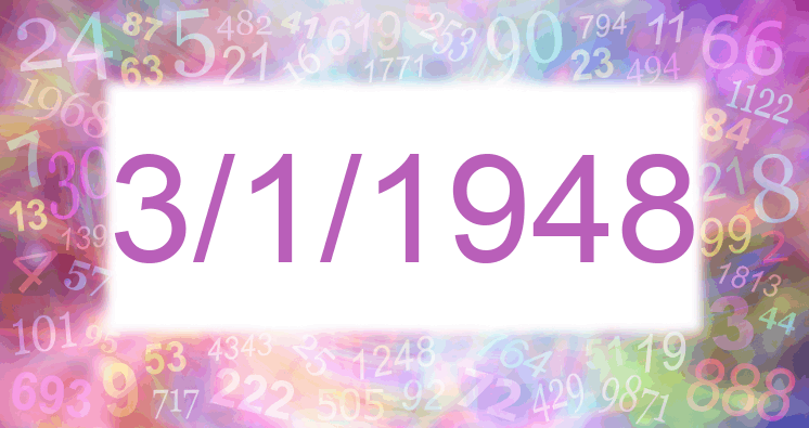 Numerología de la fecha 3/1/1948