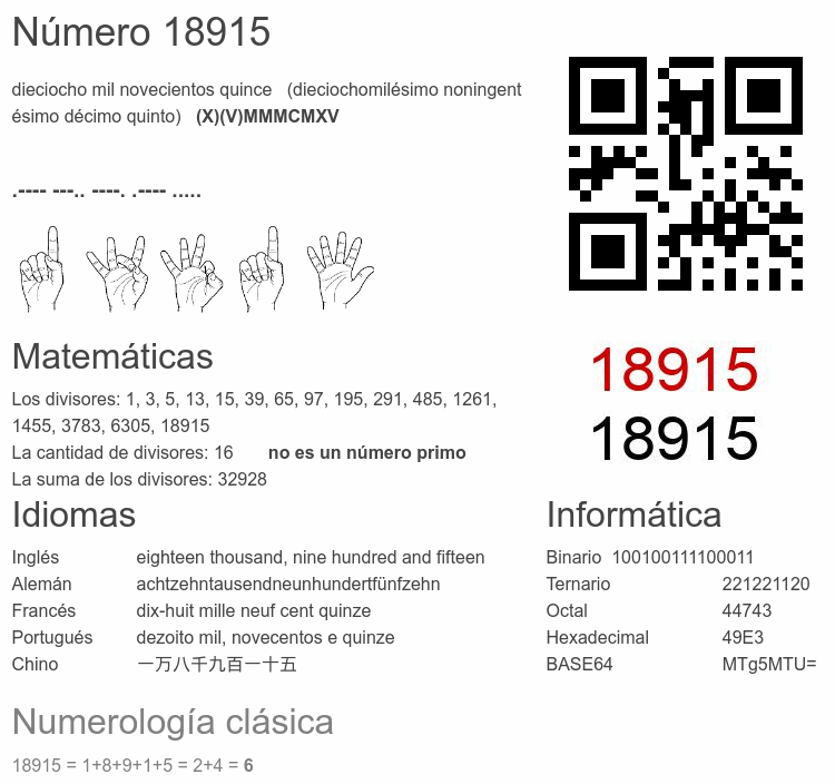 Número 18915 infografía