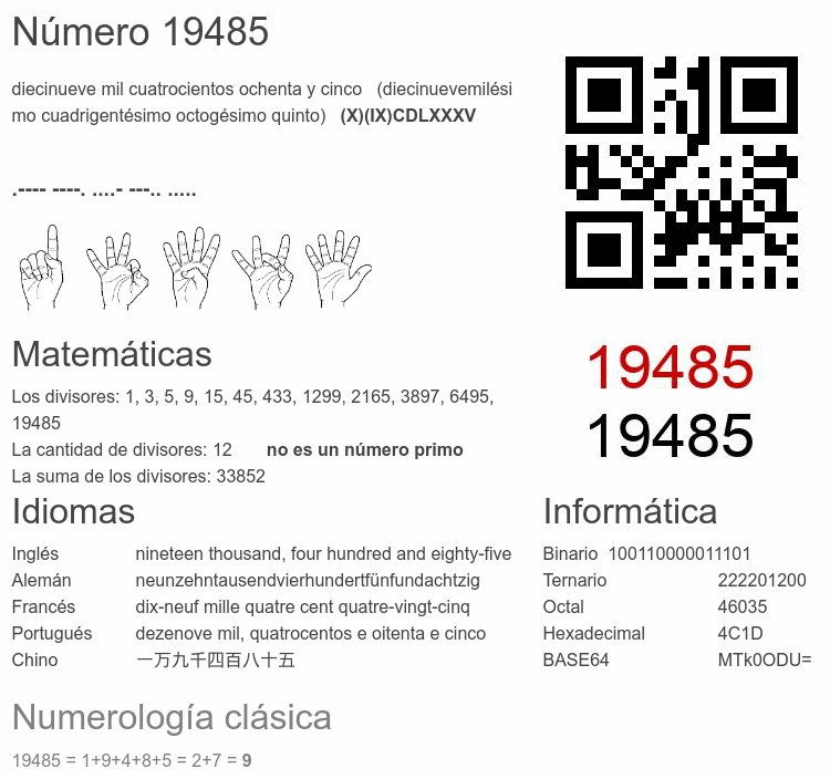 Número 19485 infografía