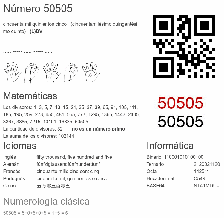 Número 50505 infografía