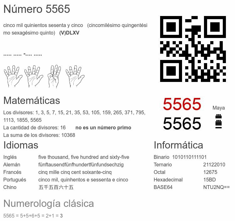 Número 5565 infografía