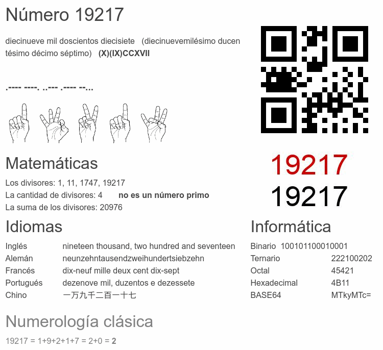 Número 19217 infografía